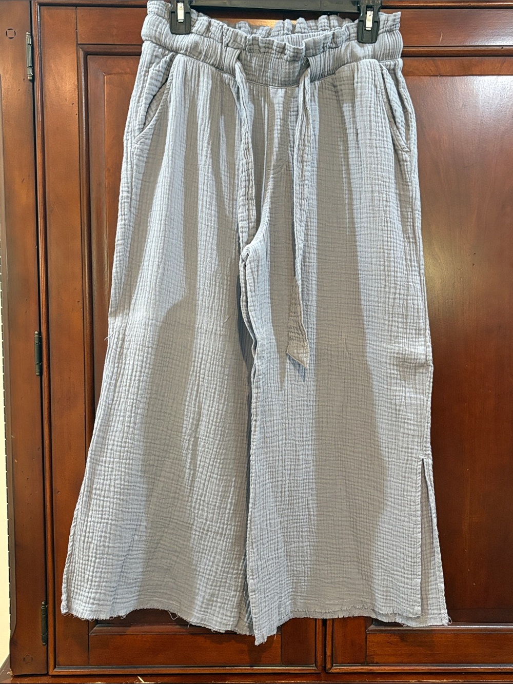 Sincerely Jules Light Baby Blue Wide-Leg Capris with Drawstring